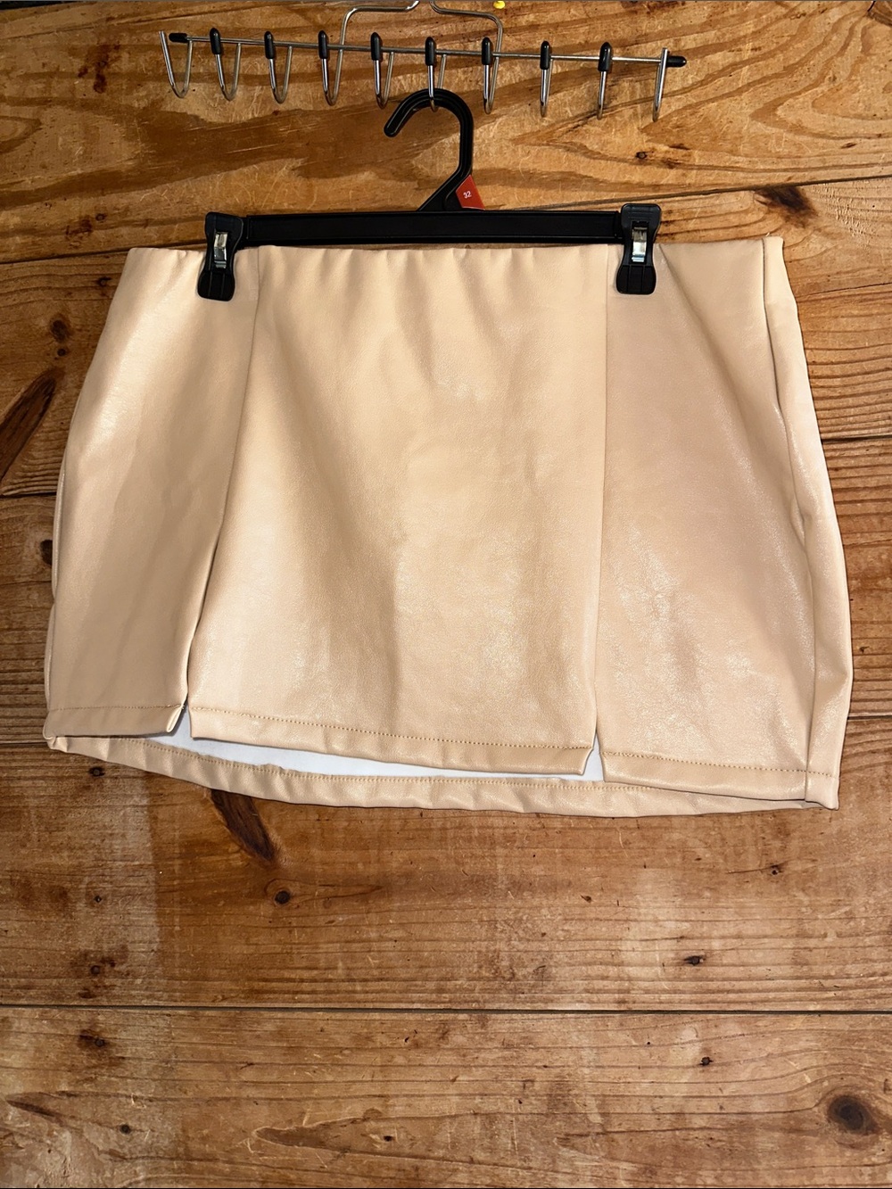 NWT AFRM Los Angeles Beige Faux Leather Women’s Mini Skirt